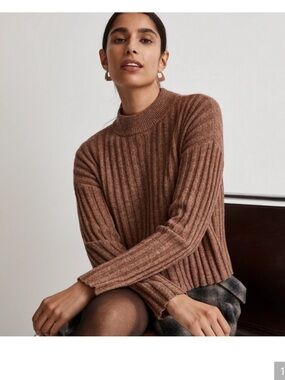 Madewell Levi Wool Blend Ribbed Mock Neck Sweater Size Large